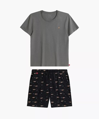 Piżama Atlantic NMP-384 kr/r S-2XL męska khaki-czarny M