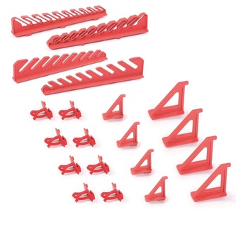 Sada držáků BINEER HOOKS na montážní panely, 20 ks - barva: červená