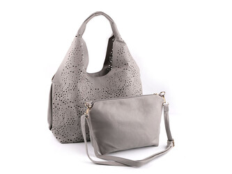 Kabelka s vysekávaným vzorem 2v1 43x26 cm - 1 ks - 8 šedá Kabelka s vysekávaným vzorem 2v1 43x26 cm - 1 ks - 8 šedá