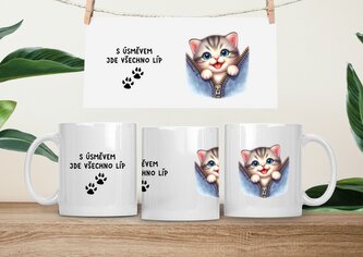 Hrneček čumáček 330ml porcelán Kočička