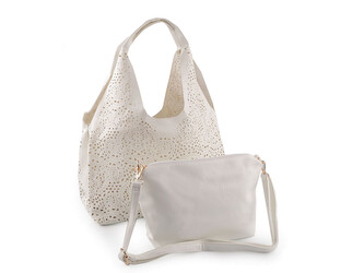 Kabelka s vysekávaným vzorem 2v1 43x26 cm - 1 ks - 1 bílá