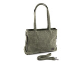 Kabelka z imitace broušené kůže 38x27 cm - 1 ks - 5 zelená khaki