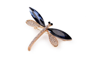 Brož s broušenými kamínky vážka - 1 ks - crystal modrá Brož s broušenými kamínky vážka - 1 ks - crystal modrá