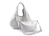 Kabelka s vysekávaným vzorem 2v1 43x26 cm - 1 ks - 7 stříbrná