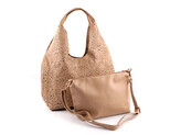 Kabelka s vysekávaným vzorem 2v1 43x26 cm - 1 ks - 3 béžová