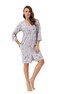 Szlafrok Luna 392 M-2XL L24 damski szary kwiaty L