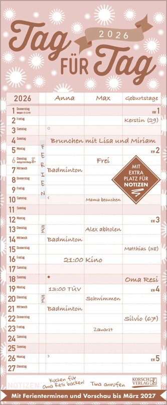 Premium Familientimer Tag für Tag 2026