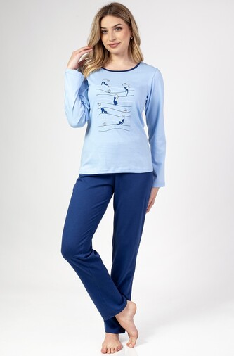 Piżama Regina 668 dł/r 2XL-3XL Z24/25 damska niebieski XXL