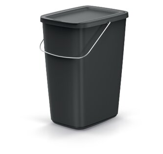 Odpadkový koš COMPACTA Q FLAP BASIC recyklovaný černý, objem 12l