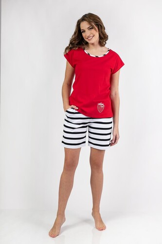 Piżama Regina 697 kr/r S-XL W25 damska czerwony M