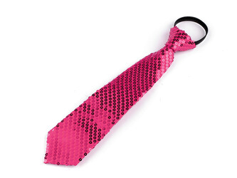 Kravata s flitry - 1 ks - 3 pink