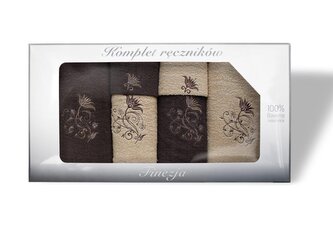 RĘCZNIK KPL.FINEZJA 6 SZT/2x30X50+2x50X90+2x70X140/ FROTTE BEŻ/BRĄZ