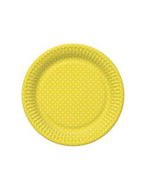 Papírový talíř velký - White Dots on Sunflower Yellow