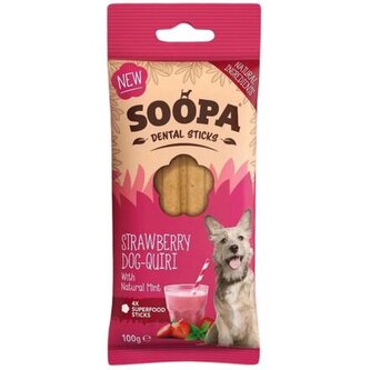 Dentální tyčinky Soopa Jahodové Dog-Quiri 100 g