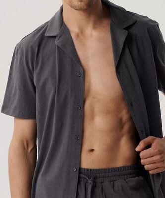 Piżama Atlantic BNMP-002 kr/r S-2XL męska rozpinana szary ciemny XL