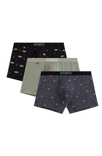 Bokserki Atlantic 3MH-211 A'3 S-2XL czarny-zielony-grafitowy M