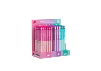 Grafitová tužka "Ježek", displej/184 ks, světlé pastelové barvy, HB, B, 2B, trojhranná, ICO 91300470