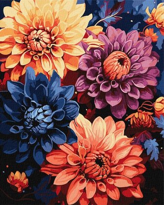 Malowanie po numerach - Kolorowe dalie 40x50cm