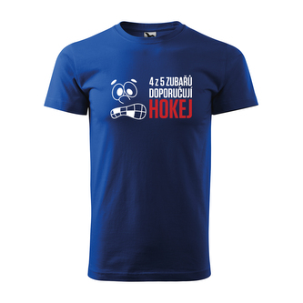 Tričko s potiskem 4 z 5 zubařů doporučuje hokej: modré 2XL