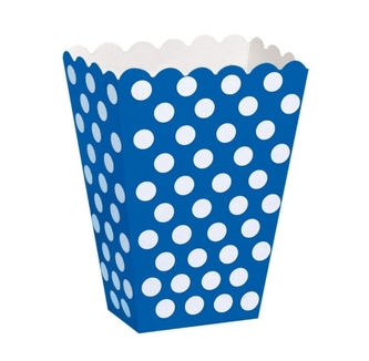 Modré krabičky na popcorn s puntíky, 8 ks