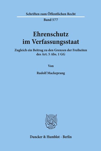 Ehrenschutz im Verfassungsstaat.