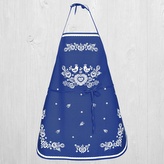 Zástěra kuchyňská, Folk podklad modrý