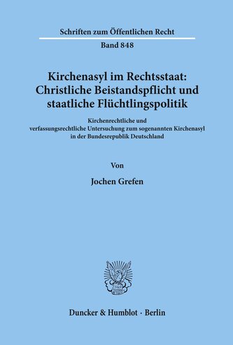 Kirchenasyl im Rechtsstaat: Christliche Beistandspflicht und staatliche Flüchtlingspolitik.