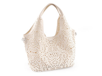 Kabelka 2v1 s vysekávaným vzorem 38x22 cm - 1 ks - 1 bílá