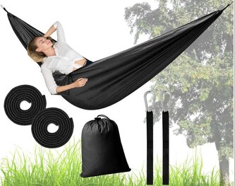 Turistická kempingová houpací síť 260cm černá
