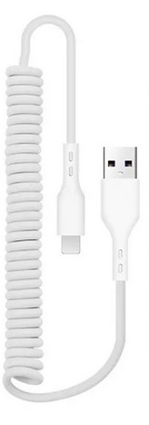Datový kabel spirála, USB A na USB C, délka 1m, barva bílá