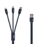 Datový kabel 3v1 Remax (RC-094th), USB A na Micro USB, Lightning, USB C, QC, přenos dat, barva modrá