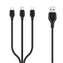 Datový kabel 3v1 XO-NB103, USB na Micro USB, Lightning, USB Typ C, 2,1A, délka 1M, barva černá