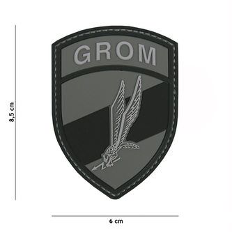 Gumová nášivka 101 Inc znak Grom - šedá