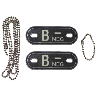 Identifikační známka MFH Dog tag B NEG - černá Identifikační známka MFH Dog tag B NEG - černá