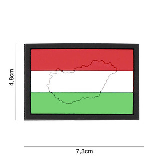 Gumová nášivka 101 Inc vlajka Maďarsko s obrysem - barevná