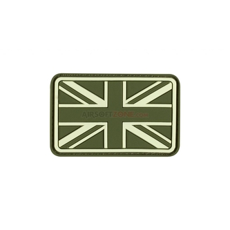 Gumová nášivka Jackets to Go vlajka Velká Británie - olivová