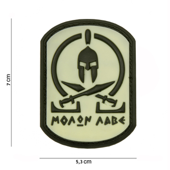 Gumová nášivka 101 Inc Molon Labe Spartan SWAT - coyote