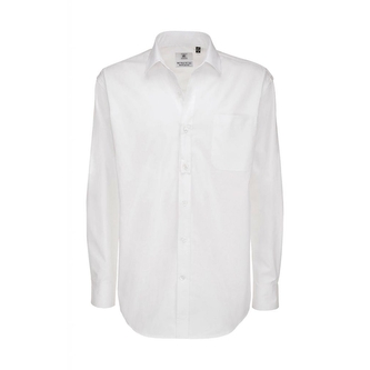 Košile pánská B&C Sharp Twill s dlouhým rukávem - bílá, 4XL
