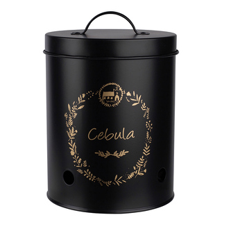 NÁDOBA S VÍKEM NA UCHOVÁVÁNÍ CIBULE 13.5X17.5CM ČERNÁ POLSKÉ TITULKY