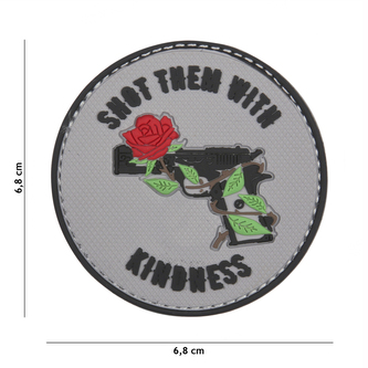 Gumová nášivka 101 Inc nápis Shot Them With Kindness - šedá
