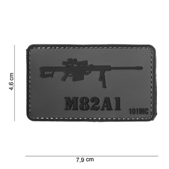 Gumová nášivka 101 Inc zbraň M82A1 - šedá