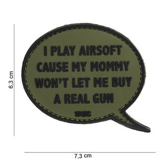 Gumová nášivka 101 Inc nápis I Play Airsoft - olivová
