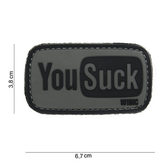 Gumová nášivka 101 Inc YouSuck - šedá