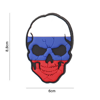 Gumová nášivka 101 Inc Skullhead Cracked vlajka Rusko - barevná