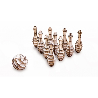 3D dřevěné puzzle EWA Mini Bowling - hnědé