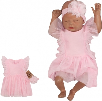 Sukničkobody s tylovou sukní a volánky + čelenka 2D sada Z&Z, růžová, vel. 86; 86 (12-18m)