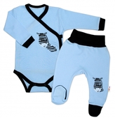 Baby Nellys 2-dílná sada body dl. rukáv + polodupačky, modrá - Zebra, vel. 56; 56 (1-2m)