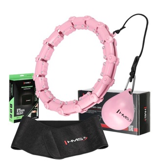 SET HHW11 + BR163 PLUS SIZE RŮŽOVÁ MASÁŽNÍ HULA HOOP SE ZÁVAŽÍM A ZEŠTÍHLUJÍCÍM PÁSEM HMS