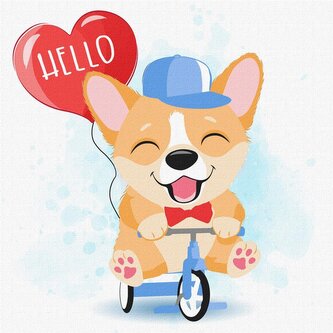 Malowanie po numerach - Wesoły corgi 30x30cm Malowanie po numerach - Wesoły corgi 30x30cm