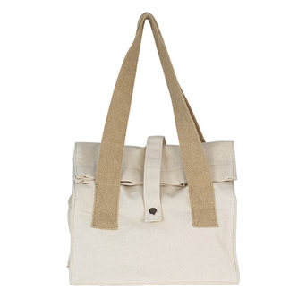 Taška na obědy Pebbly, NBA209, přenosná, opakovaně použitelná, organická bavlna, 13,5 L, 2 ucha, zapínání na patentku, odnímatelné dno